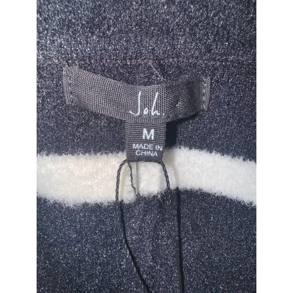 New Joh Jinny Black Knitted Double Breasted Sweater Jacket Dolman Sleeve Soft M - Picture 4 of 10